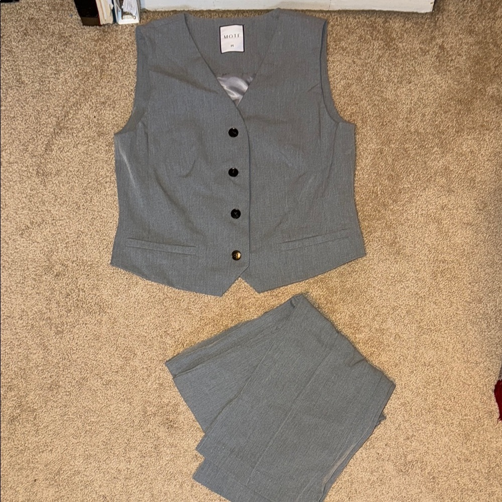 Gray MOTF Vest and Pants Set